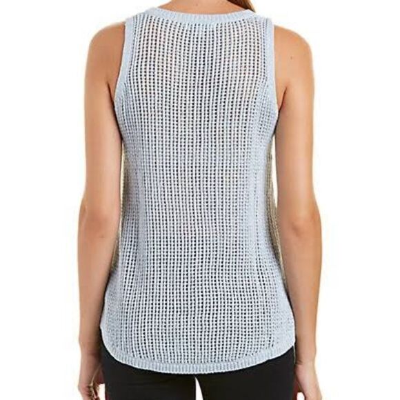🔺️Cabi Blue Silk Blend Knit Hi-Low Sleeveless Sweater XSmall - Picture 2 of 14